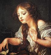 Jean-Baptiste Greuze Young Girl Weeping for her Dead Bird oil on canvas